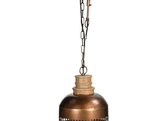 COPPER CUT-OUT AND WOOD LAMPSHADE
