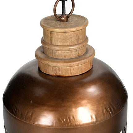 COPPER CUT-OUT AND WOOD LAMPSHADE