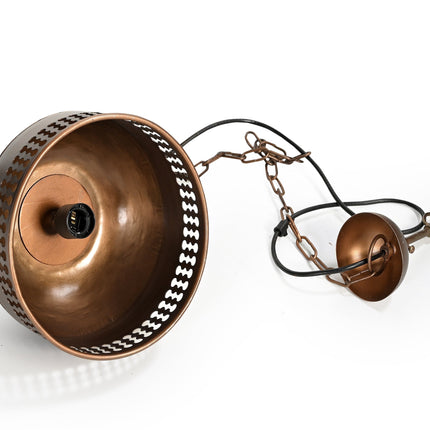 COPPER CUT-OUT AND WOOD LAMPSHADE