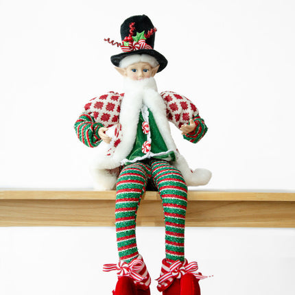 LUXURY CHRISTMAS CAROLLER ELF GREEN/RED 65CM