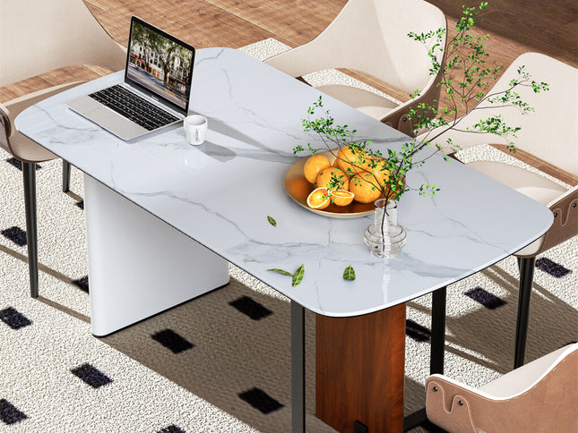 Upscale Marble Dining Table 4-6 Seat Rectangle Kitchen Table Robust Table Bases