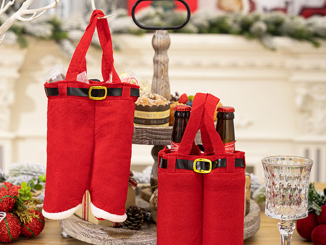6pcs Big one Christmas Decoration Supplies, Christmas Pants, Gift Bags, Small Pants Candy Bags, Tote Bags, Wine Bottle Sets, Coke Bags