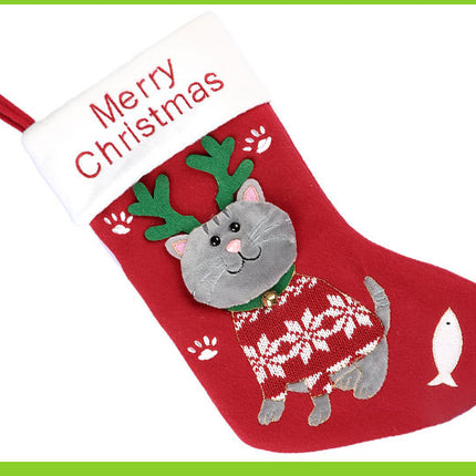 2pcs cute cat christmas stockings cartoon christmas socks gift bag christmas decoration socks christmas tree pendant