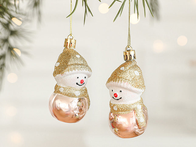 Set of 10 Christmas Ornaments -Gold & Rose Gold Holiday Tree Decorations