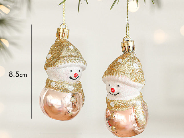 Set of 10 Christmas Ornaments -Gold & Rose Gold Holiday Tree Decorations