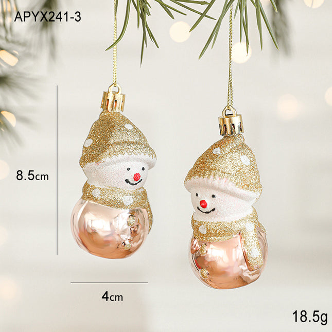 Set of 10 Christmas Ornaments -Gold & Rose Gold Holiday Tree Decorations