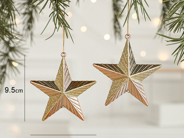 Set of 10 Christmas Ornaments -Gold & Rose Gold Holiday Tree Decorations