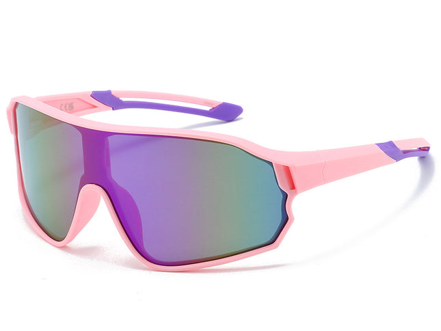 Fashionable Sports Sunglasses with Colorful Mirror Lenses - UV400 Protection for Cycling & Outdoor Activities  Pink