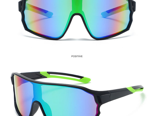 Fashionable Sports Sunglasses with Colorful Mirror Lenses - UV400 Protection for Cycling & Outdoor Activities  BLACK