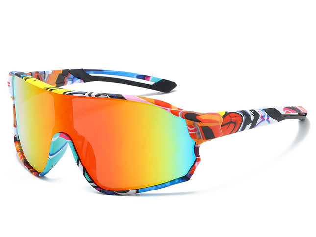 Fashionable Sports Sunglasses with Colorful Mirror Lenses - UV400 Protection for Cycling & Outdoor Activities  Leopard