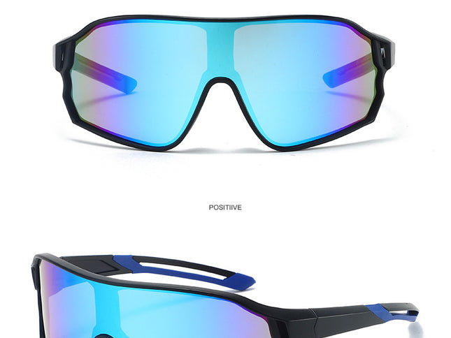 Fashionable Sports Sunglasses with Colorful Mirror Lenses - UV400 Protection for Cycling & Outdoor Activities  blue