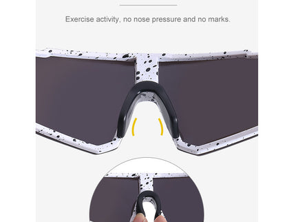 Ink Dot White Frame Blue Mirrored Sports Sunglasses | UV400 Protection & Lightweight Design
