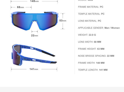 Ink Dot White Frame Blue Mirrored Sports Sunglasses | UV400 Protection & Lightweight Design