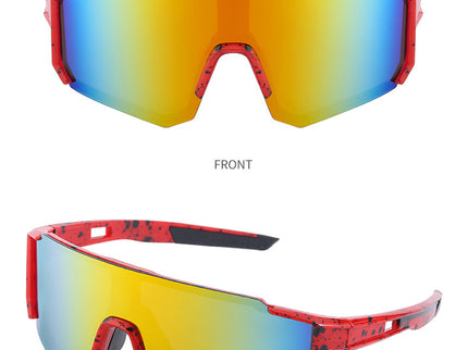Red and Black Frame Sports Sunglasses with Fire Mirrored Lens | UV400 Performance Eyewear