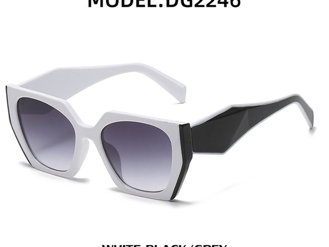 Bold Oversized White Black Frame Grey Lens Sunglasses | UV400 Designer Fashion Shades