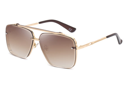 Gold Square Sunglasses,Fashionable Men's Metal, UV400 Gradient Lenses for Timeless Style