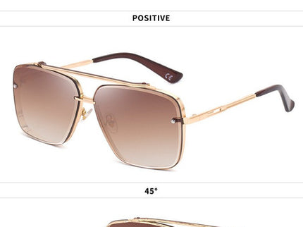 Gold Square Sunglasses,Fashionable Men's Metal, UV400 Gradient Lenses for Timeless Style