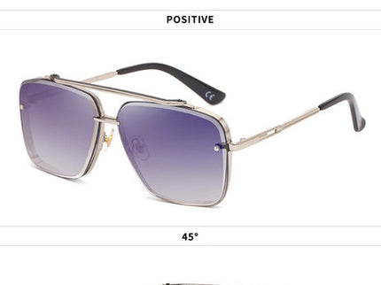 Outer Blue Square Sunglasses,Fashionable Men's Metal, UV400 Gradient Lenses for Timeless Style