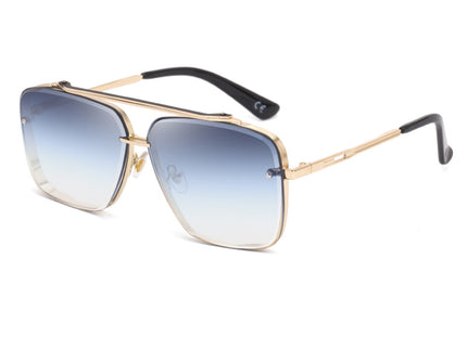 Gredual Blue Square Sunglasses,Fashionable Men's Metal, UV400 Gradient Lenses for Timeless Style