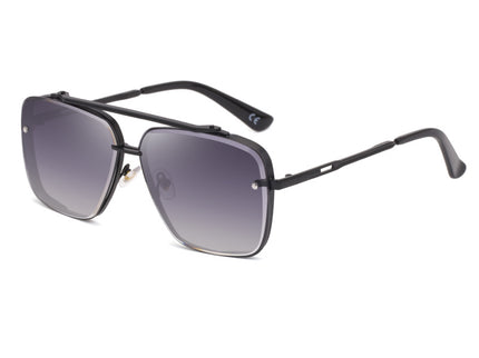 Black Grey Square Sunglasses,Fashionable Men's Metal, UV400 Gradient Lenses for Timeless Style
