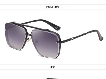 Black Grey Square Sunglasses,Fashionable Men's Metal, UV400 Gradient Lenses for Timeless Style