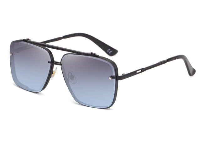 Grey  Blue Sunglasses,Fashionable Men's Metal, UV400 Gradient Lenses for Timeless Style