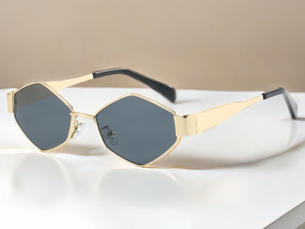 Chic Geometric Sunglasses Women's Fashion Metal Frame Sun Glasses Men Vintage Non-Mirrored Lenses Optical Gafas UV400