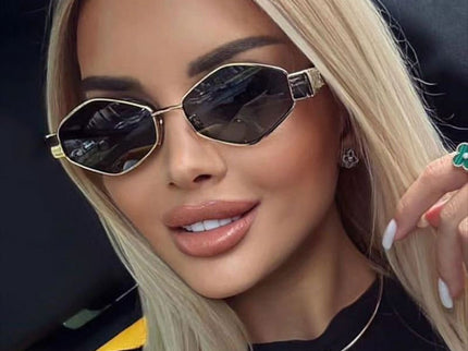 Chic Geometric Sunglasses Women's Fashion Metal Frame Sun Glasses Men Vintage Non-Mirrored Lenses Optical Gafas UV400