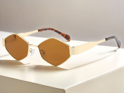 Chic Geometric Sunglasses Women's Fashion Metal Frame Sun Glasses Men Vintage Non-Mirrored Lenses Optical Gafas UV400