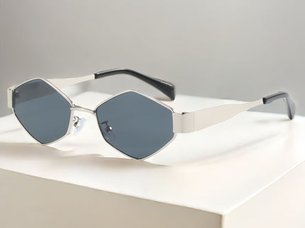 Chic Geometric Sunglasses Women's Fashion Metal Frame Sun Glasses Men Vintage Non-Mirrored Lenses Optical Gafas UV400
