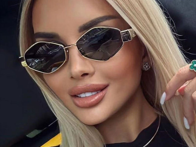 Chic Geometric Sunglasses Women's Fashion Metal Frame Sun Glasses Men Vintage Non-Mirrored Lenses Optical Gafas UV400