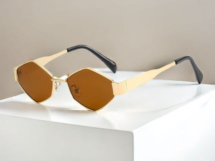 Chic Geometric Sunglasses Women's Fashion Metal Frame Sun Glasses Men Vintage Non-Mirrored Lenses Optical Gafas UV400