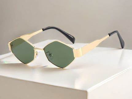 Chic Geometric Sunglasses Women's Fashion Metal Frame Sun Glasses Men Vintage Non-Mirrored Lenses Optical Gafas UV400