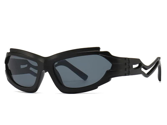 Futuristic Sports Wrap Man Sunglasses - Bold Black Frames with UV Protection