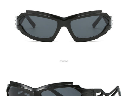 Futuristic Sports Wrap Man Sunglasses - Bold Black Frames with UV Protection