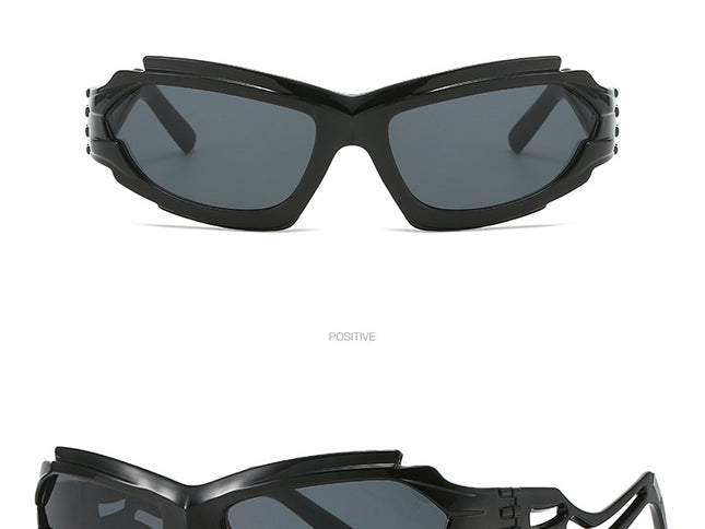 Futuristic Sports Wrap Man Sunglasses - Bold Black Frames with UV Protection