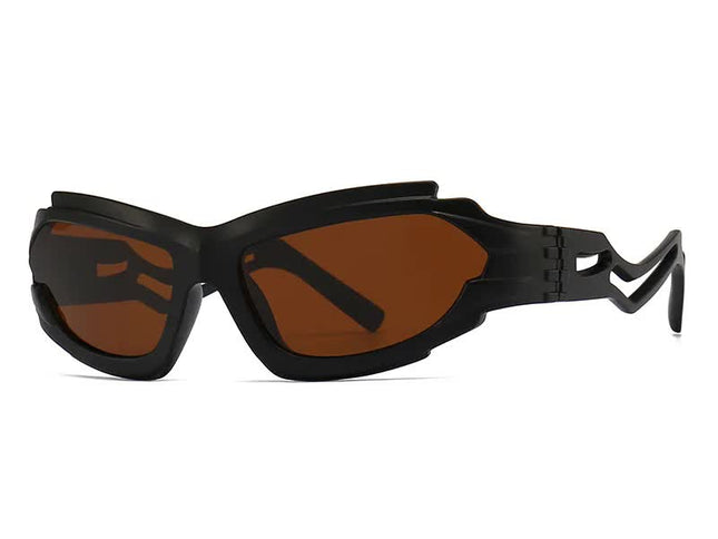 Futuristic Sports Wrap Man Sunglasses - Bold Brown Frames with UV Protection