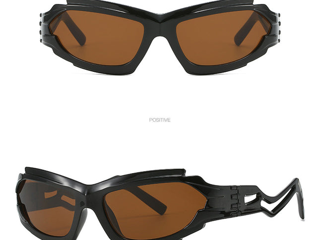 Futuristic Sports Wrap Man Sunglasses - Bold Brown Frames with UV Protection