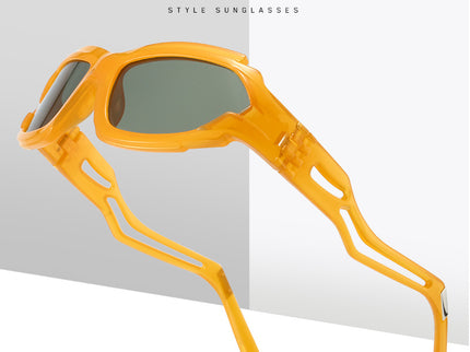 Futuristic Sports Wrap Man Sunglasses - Bold Orange Frames with UV Protection