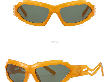 Futuristic Sports Wrap Man Sunglasses - Bold Orange Frames with UV Protection