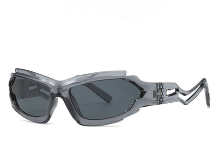 Futuristic Sports Wrap Man Sunglasses - Bold Gray Frames with UV Protection