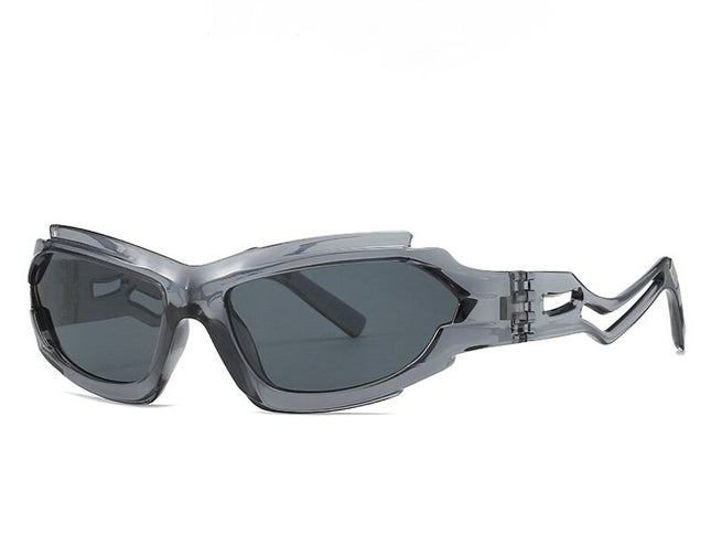 Futuristic Sports Wrap Man Sunglasses - Bold Gray Frames with UV Protection