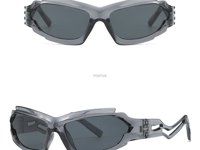 Futuristic Sports Wrap Man Sunglasses - Bold Gray Frames with UV Protection
