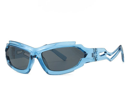 Futuristic Sports Wrap Man Sunglasses - Bold Blue Frames with UV Protection