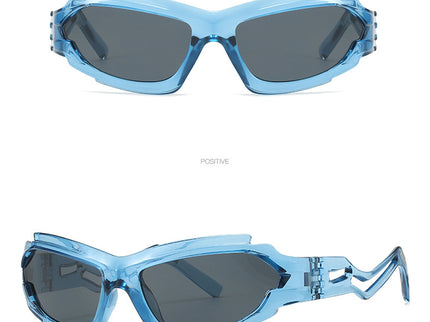 Futuristic Sports Wrap Man Sunglasses - Bold Blue Frames with UV Protection