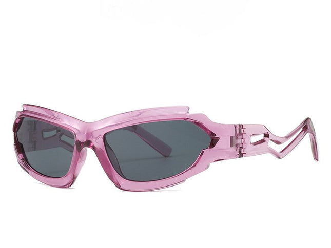 Futuristic Sports Wrap Man Sunglasses - Bold Purple Frames with UV Protection