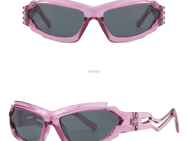Futuristic Sports Wrap Man Sunglasses - Bold Purple Frames with UV Protection