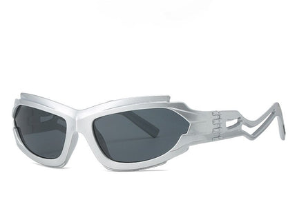 Futuristic Sports Wrap Man Sunglasses - Bold Silvery Frames with UV Protection