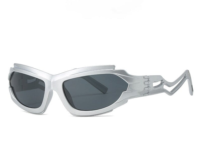Futuristic Sports Wrap Man Sunglasses - Bold Silvery Frames with UV Protection