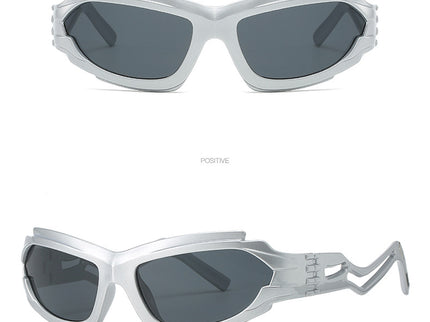 Futuristic Sports Wrap Man Sunglasses - Bold Silvery Frames with UV Protection